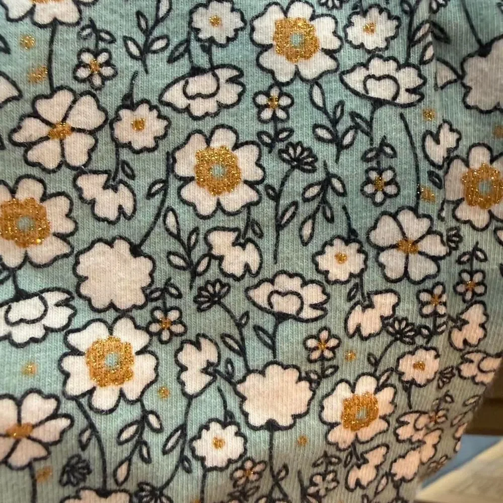 Carter's baby girl  “little sister” light green floral outfit Size: 3-6 months